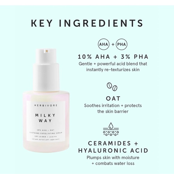 Herbivore- Milky Way- 10% Aha + oat soothing exfoliating serum - Picture 2 of 6